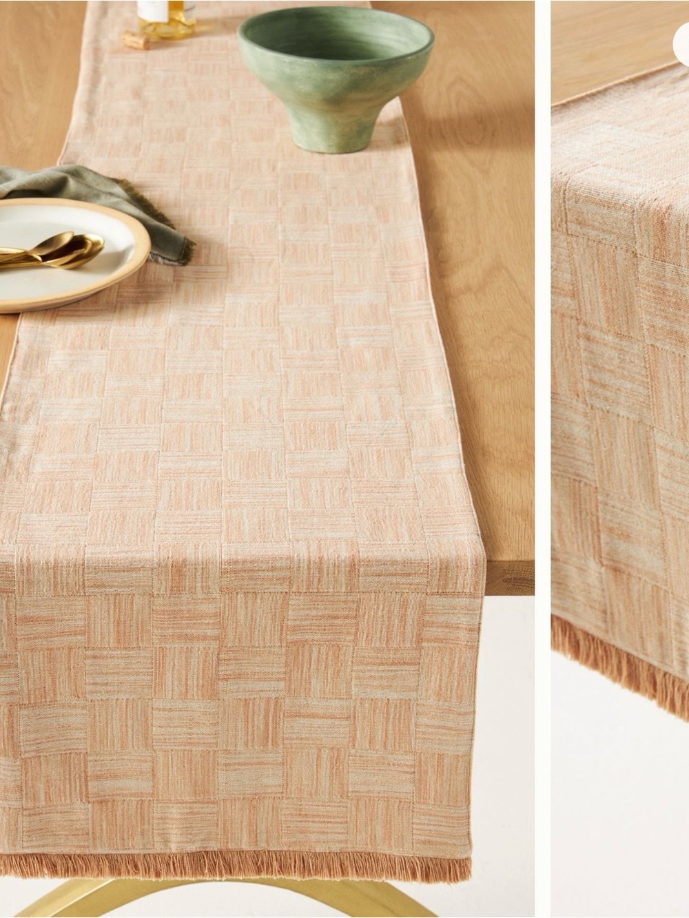 Anthropologie Home Tesse Woven Table Runner with Fringe